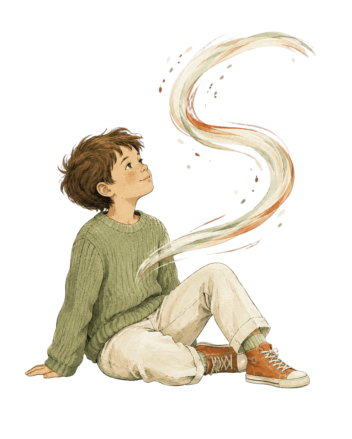 Illustration of a child observing a calm flow